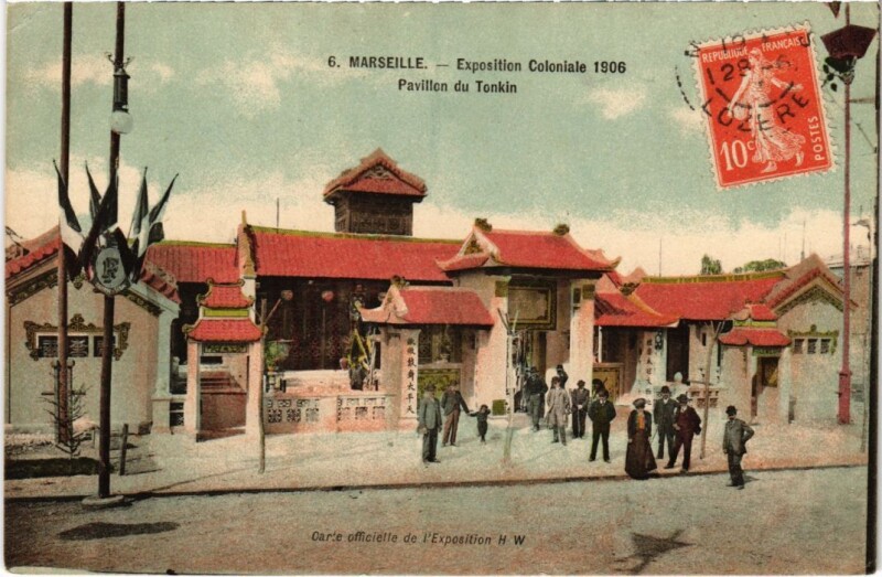 Carte postale ancienne Marseille Exposition Coloniale - Pavillon du Tonkin à Marseille