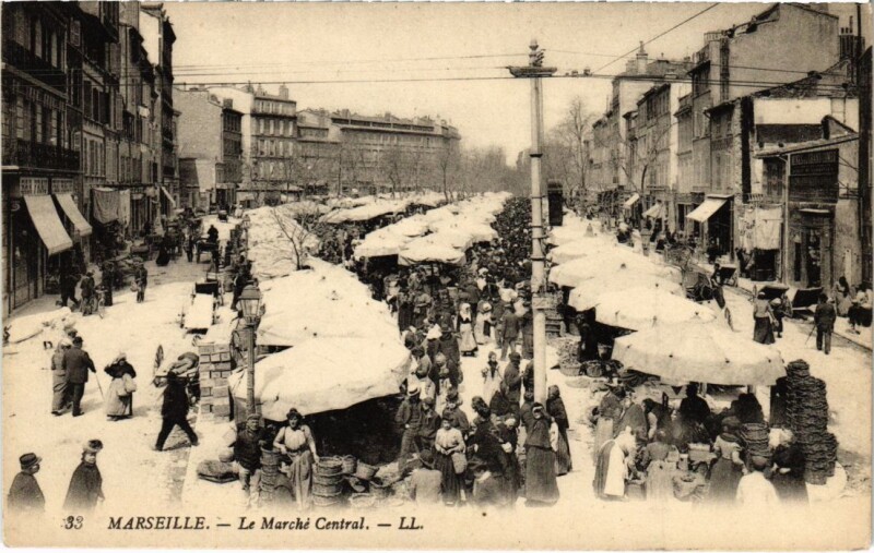 Carte postale ancienne Marseille Le Marche Central à Marseille