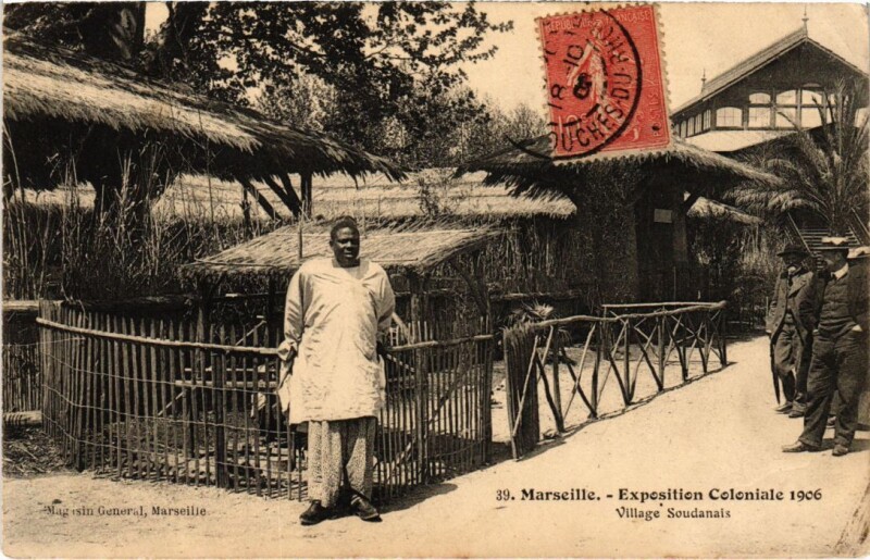 Carte postale ancienne Marseille Exposition Coloniale - Village Soudanais - 1906 à Marseille