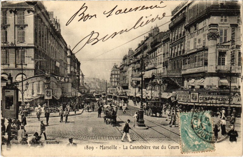 Carte postale ancienne Marseille La Cannebiere à Marseille