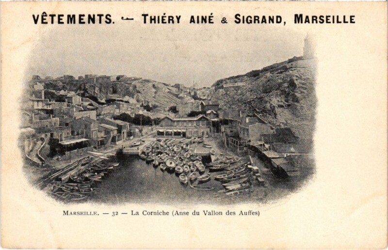 Carte postale ancienne Marseille La Corniche - Anse du Vallon des Auffes à Marseille