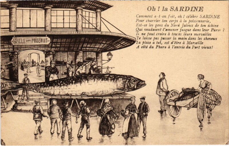 Carte postale ancienne Marseille Oh la Sardine à Marseille