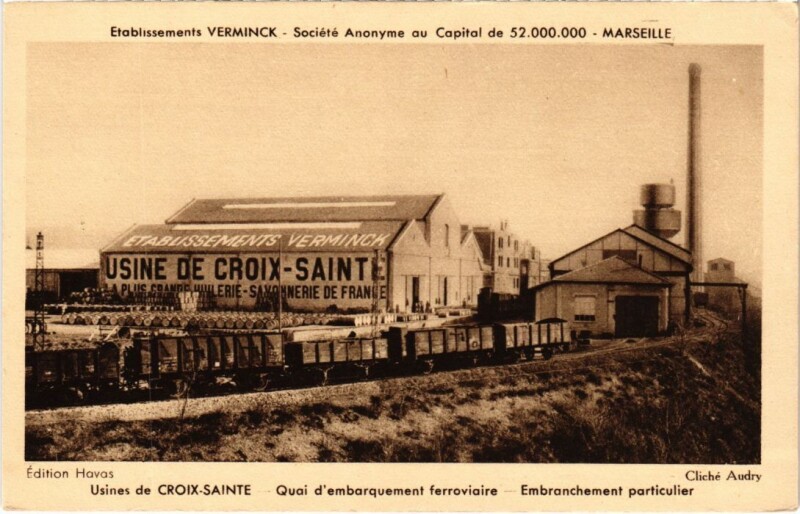 Carte postale ancienne Marseille Etablissement Verminck - Usines de Croix-Sante à Marseille