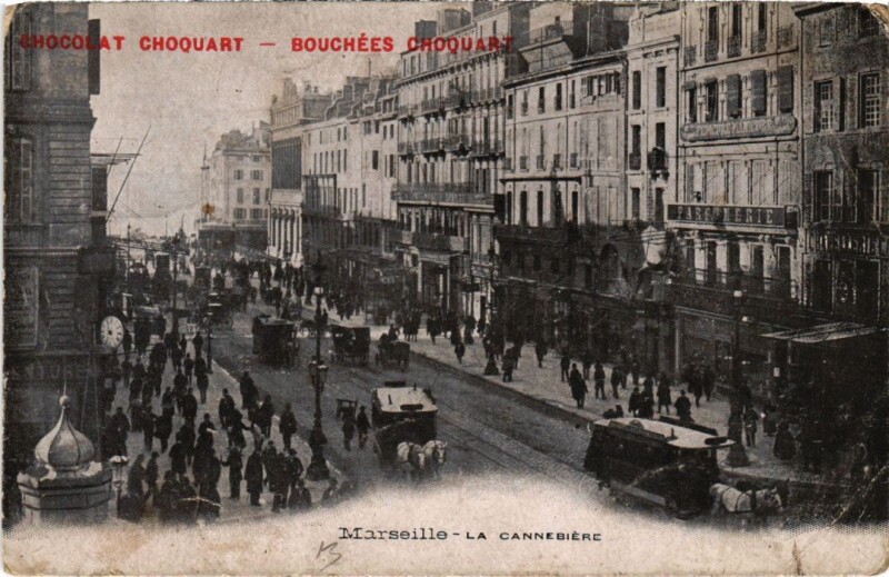 Carte postale ancienne Marseille La Cannebiere à Marseille