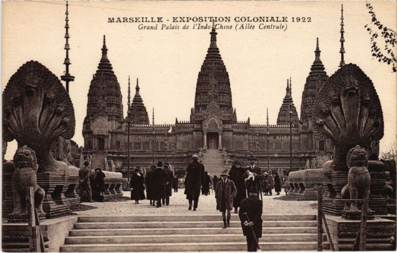Carte postale ancienne Marseille Exposition Coloniale - Grand Palais de l'Indo-Chine à Marseille