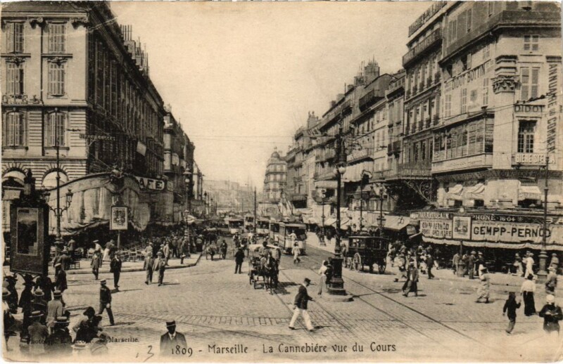 Carte postale ancienne Marseille La Cannebiere Vue du Cours à Marseille