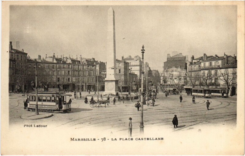 Carte postale ancienne Marseille La Place Castellane à Marseille