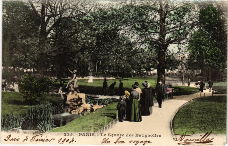 Carte postale ancienne Le Square des Batignolles à Paris 17e