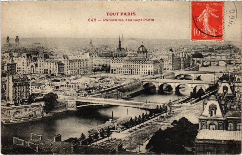 Carte postale ancienne Tout Paris 648 4e panorama des Sept Ponts