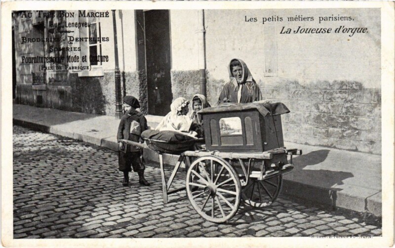 Carte postale ancienne Paris Petits Metiers la joueuse d'orgue
