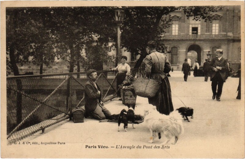 Carte postale ancienne L'Aveugle du Pont des Arts à Paris 1er
