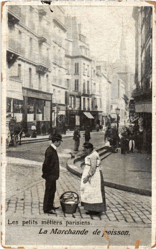 Carte postale ancienne Paris Petits Metiers la marchande de poisson à Paris