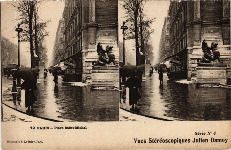 Carte postale ancienne Paris 5e Place Saint-Michel Stereo à Paris 5e