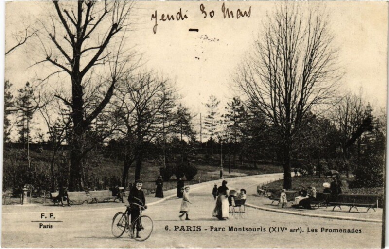 Carte postale ancienne Parc Montsouris - Les Promenades à Paris 14e
