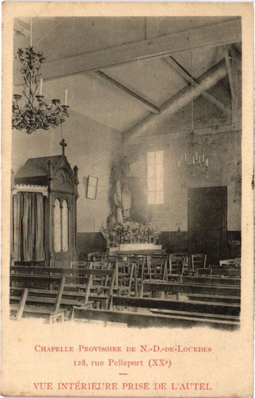 Carte postale ancienne Chapelle Provisoire de Notre-Dame-de-Lourdes - 128 rue Pelleport à Paris 20e
