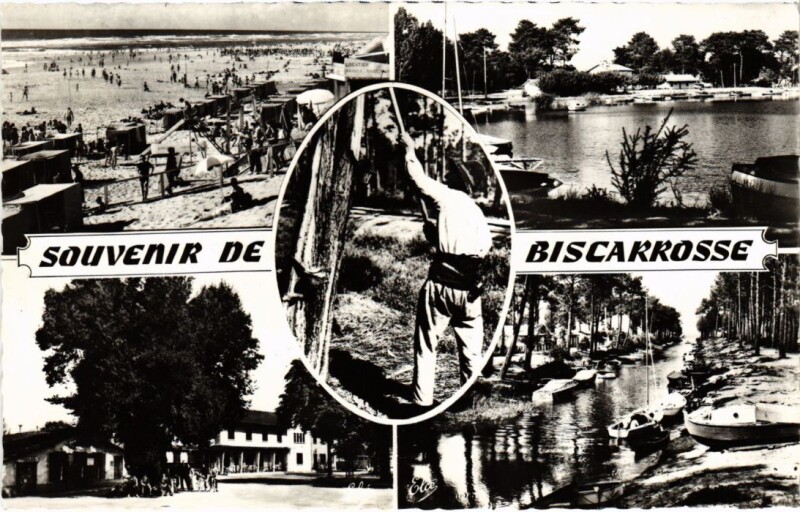 Carte postale ancienne Biscarrosse souvenir à Biscarrosse