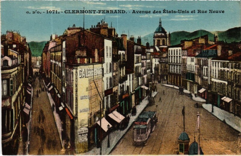 Carte postale ancienne Clermont Ferrand Avenue des Etats-Unis et Rue Neuve France à Clermont-Ferrand