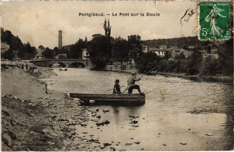 Carte postale ancienne Pontgibaud Le Pont s la Sioule France à Pontgibaud