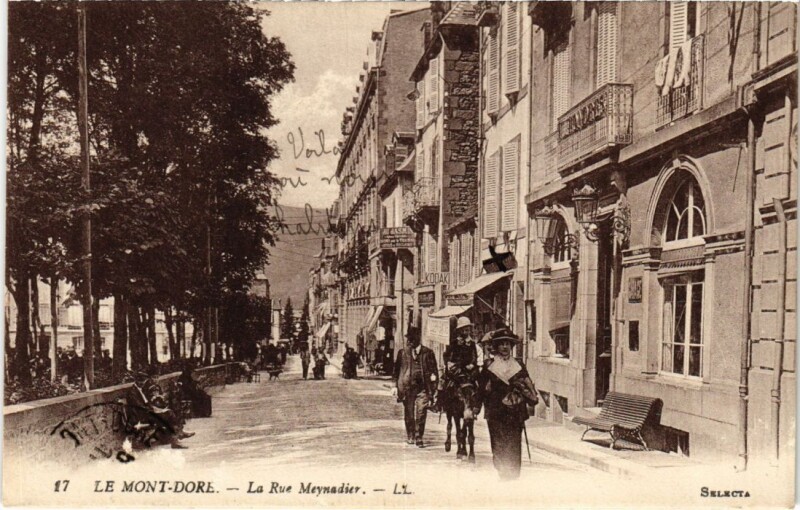Carte postale ancienne Le Mont Dore La Rue Meynadier France à Mont-Dore