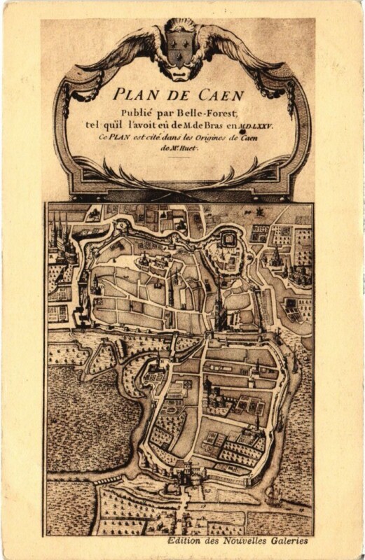 Carte postale ancienne Plan de Caen France