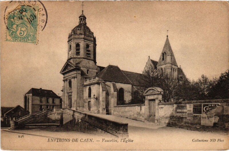 Carte postale ancienne Environs de Caen Vaucelles, l'Eglise France à Vaucelles