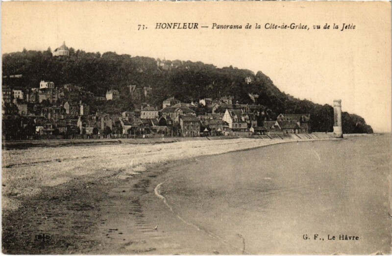 Carte postale ancienne Honfleur Panorama de la Cote de Grace France à Honfleur