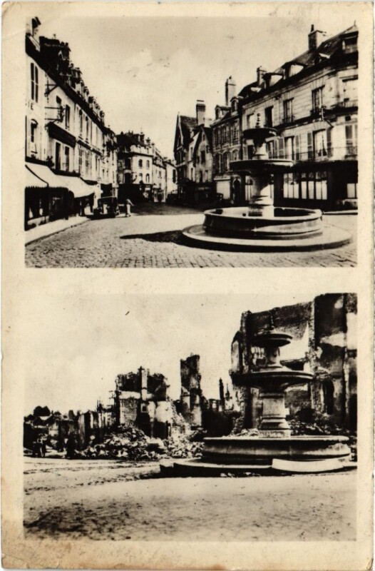 Carte postale ancienne Falaise Fontaine et Rue Rollon France à Falaise
