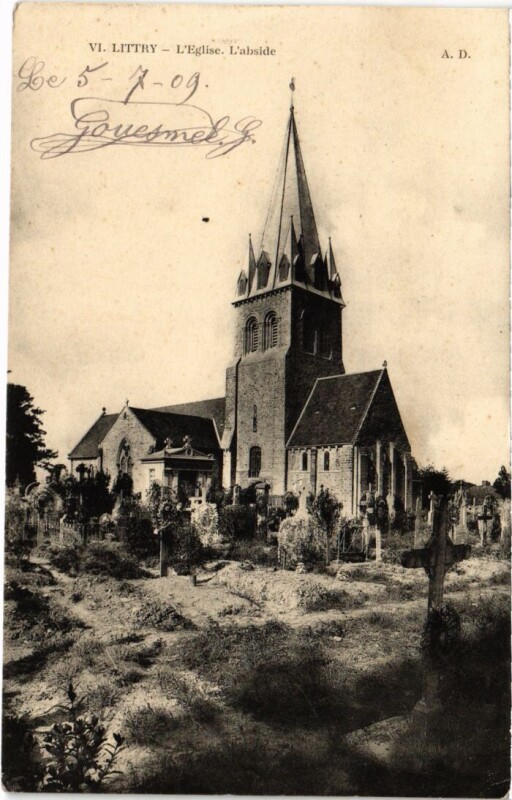 Carte postale ancienne Littry L'Eglise, L'Abside France