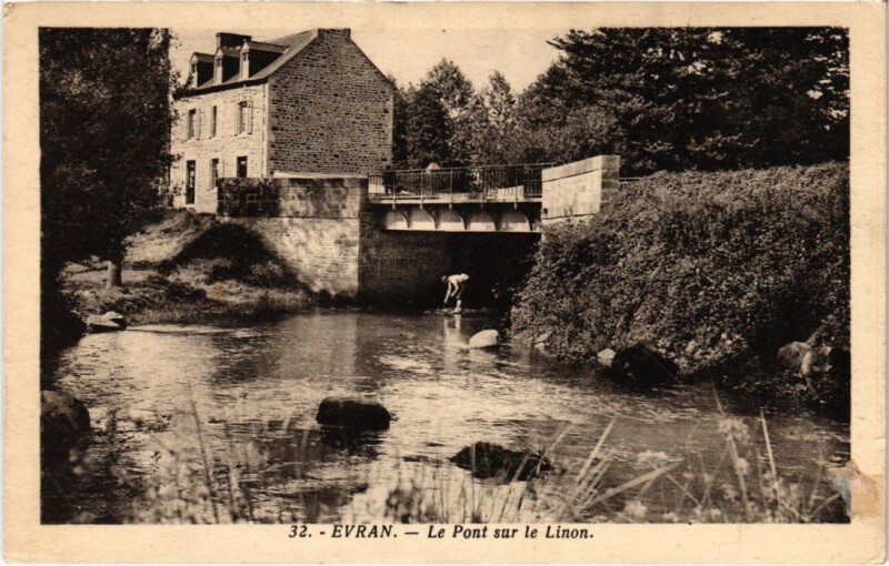 Carte postale ancienne Evran Le Pont sur le Linon