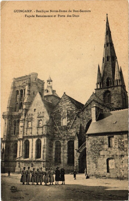 Carte postale ancienne Guingamp Basilique Notre-Dame de Bon-Secours à Guingamp