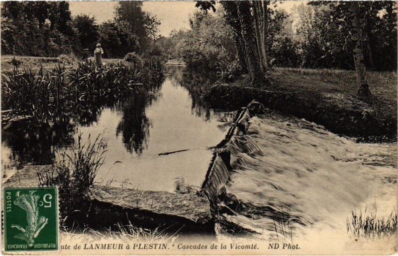 Carte postale ancienne Lanmeur a Plestin - Cascades de la Vicomte