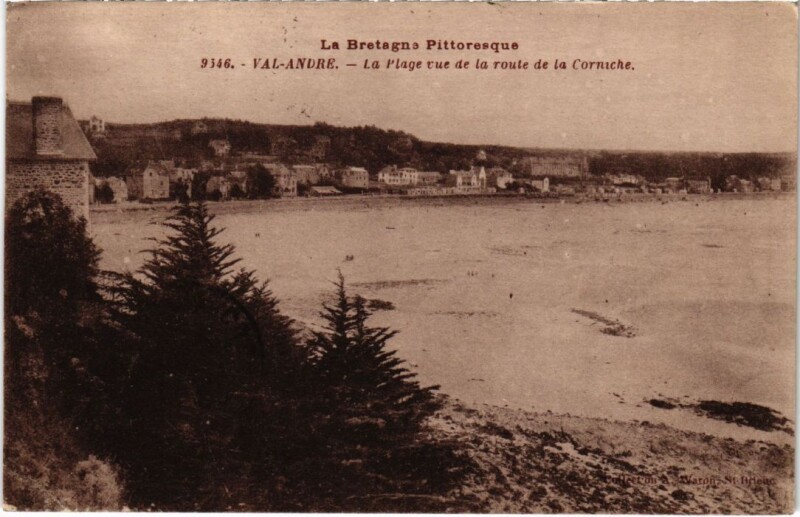 Carte postale ancienne Val-Andre La Plage Vue de la Route de la Corniche