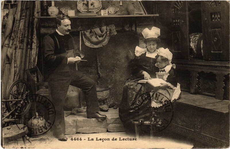 Carte postale ancienne La Lecon de Lecture