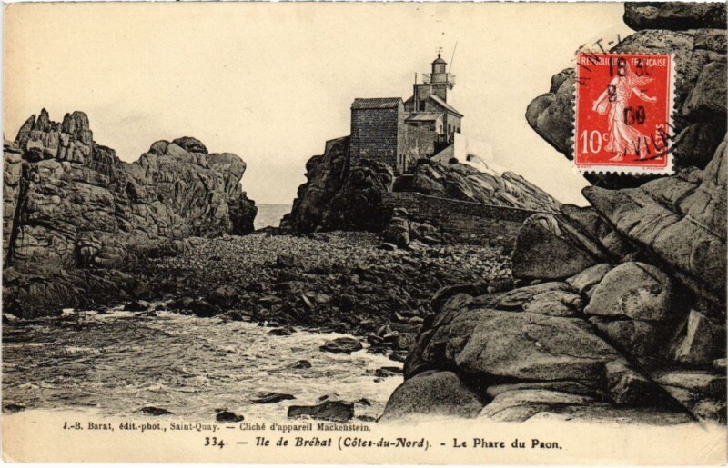 Carte postale ancienne Ile-de-Brehat Le Phare du Paon