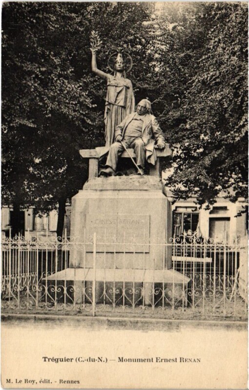 Carte postale ancienne Treguier Monument Ernest Renan
