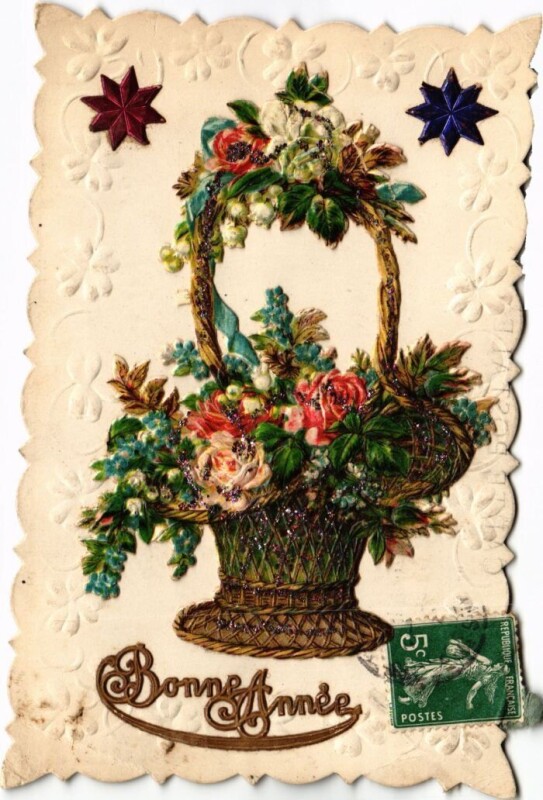 Carte postale ancienne Fleurs - Bonne Annee