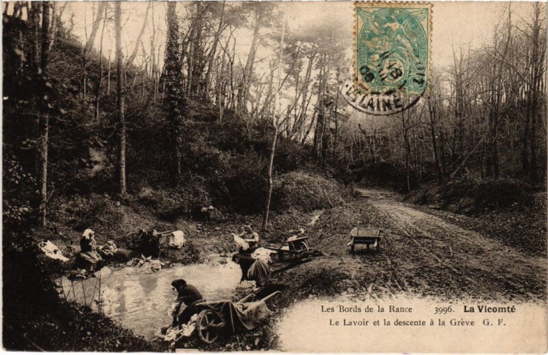 Carte postale ancienne Bords de la Rance - La Vicomte - Le Lavoir - Descente a la Greve