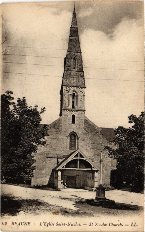 Carte postale ancienne Beaune L'Eglise Saint-Nicolas