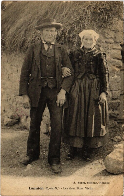 Carte postale ancienne Lannion Les Deux Bons Vieux - Types à Lannion