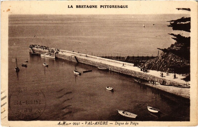 Carte postale ancienne Val-Andre Digue de Piegu