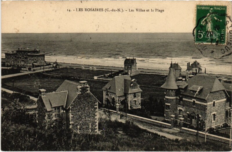 Carte postale ancienne Les Rosaires Les Villas et la Plage