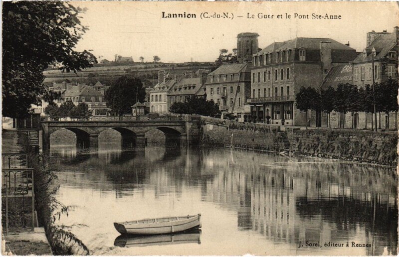 Carte postale ancienne Lannion La Guer et le Pont Sainte-Anne à Lannion