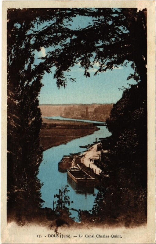 Carte postale ancienne Dole Le Canal Charles Quint