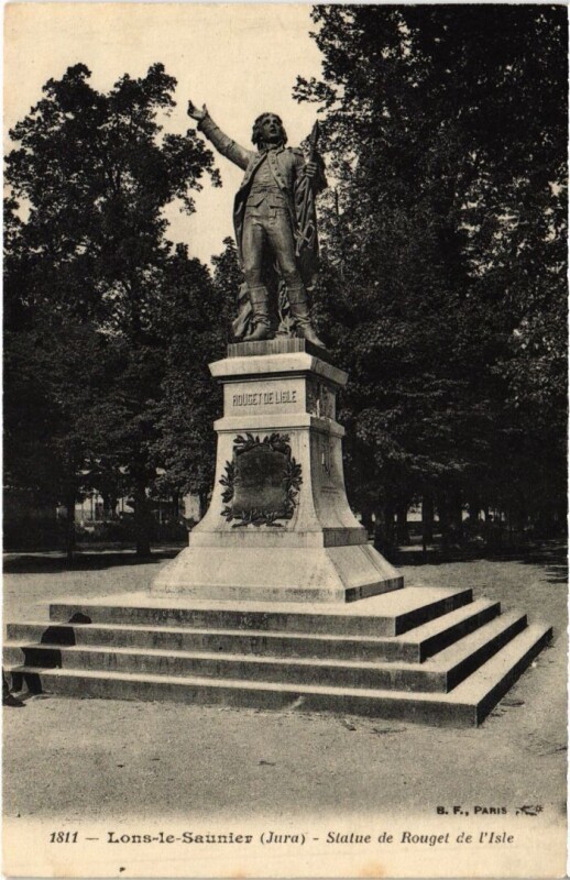 Carte postale ancienne Lons le Saunier Statue de Rouget de l'Isle à Lons-le-Saunier