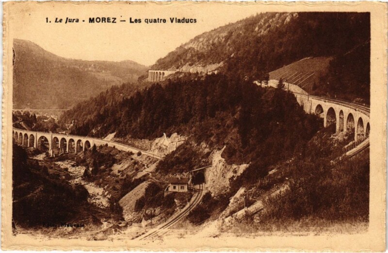 Carte postale ancienne Morez Les quatre Viaducs