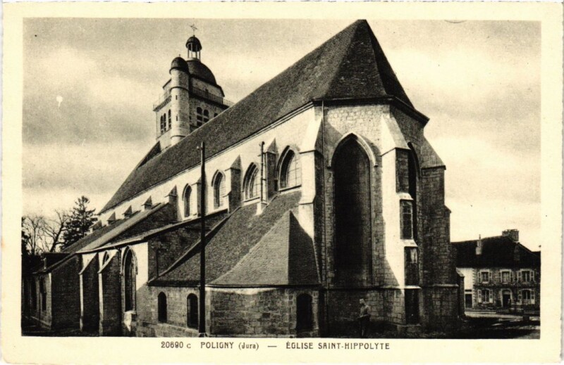 Carte postale ancienne Poligny Eglise Saint-HIppolyte à Poligny