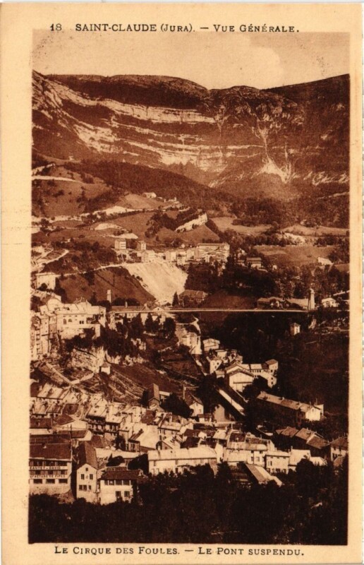 Carte postale ancienne Saint Claude Pont Suspendu à Saint-Claude