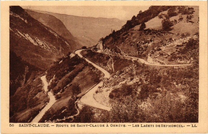 Carte postale ancienne Saint Claude Route a Saint-Claude a Geneve à Saint-Claude