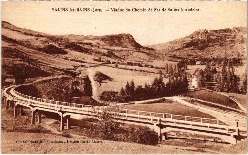 Carte postale ancienne Salins les Bains Viaduc du Chemin de Fer à Chemin