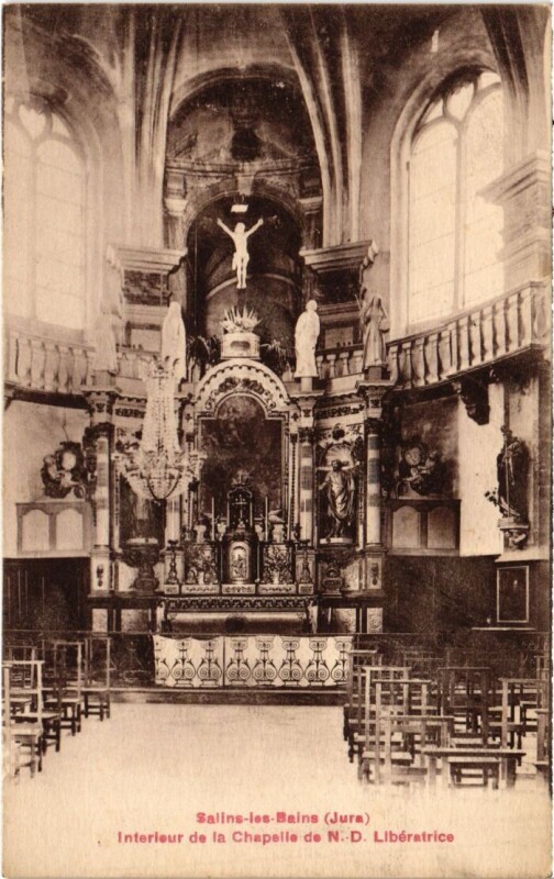 Carte postale ancienne Salins les Bains Interieur de la Chapelle de Liberatrice à Salins-les-Bains